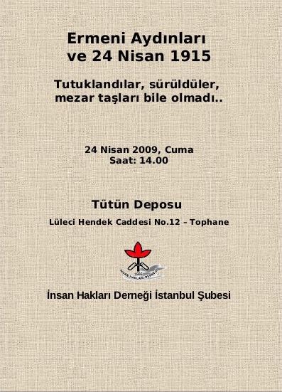 Ermeni Aydınları ve 1915 Etkinliği - İHD İstanbul Şubesi