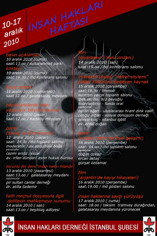 İHD İstanbul Şubesi - 10-17 Aralık 2010 İnsan Hakları Haftası Etkinlikleri
