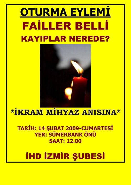 İHD İzmir Şubesi İkram Niyaz Anısına Oturma Eylemi Düzenliyor